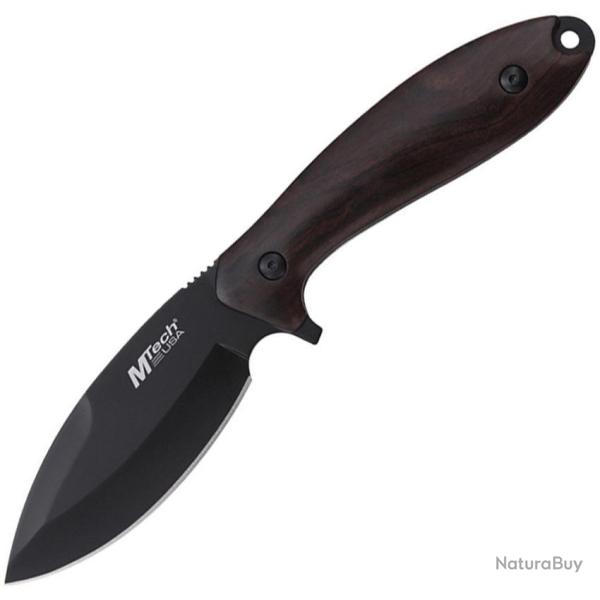 Couteau Fixe MTech Lame Acier 3Cr13MoV Noire Manche G10 Noir �tui Kydex MTFIX007BK