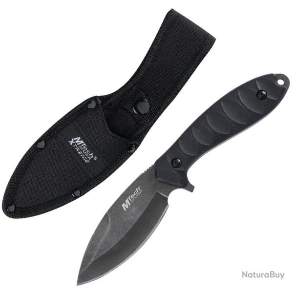 Couteau Fixe MTech Lame Acier 3Cr13MoV Stonewash Noire Manche G10 Noir �tui Kydex MTFIX007BKW