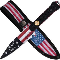Couteau Fixe MTech 250th Anniversary Lame Inox Drop Point Manche Nylon Noir &Eacute;tui Nylon MTFIX011BK250