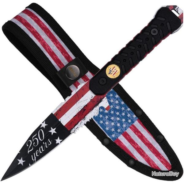 Couteau Fixe MTech 250th Anniversary Lame Inox Drop Point Manche Nylon Noir �tui Nylon MTFIX011BK250