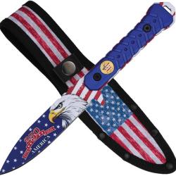 Couteau Fixe MTech 250th Anniversary Lame Inox Manche Nylon Bleu &Eacute;tui Nylon MTFIX011BL250