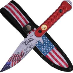Couteau Fixe MTech 250th Anniversary Lame Inox Manche Nylon Rouge &Eacute;tui Nylon MTFIX011RD250