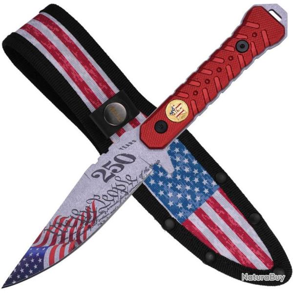 Couteau Fixe MTech 250th Anniversary Lame Inox Manche Nylon Rouge �tui Nylon MTFIX011RD250