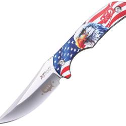 Couteau Fixe MTech Eagle Lame Inox Clip Point Manche Aluminium &Eacute;tui Cuir MTFIX012F250