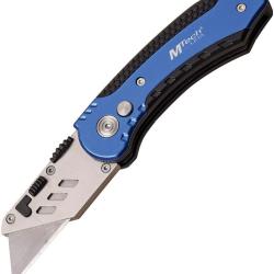 Couteau Pliant MTech Lame Inox Manche Aluminium Noir et Bleu Button Lock MTUT001BL