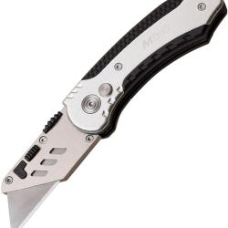 Couteau Pliant MTech Lame Inox Manche Aluminium Noir et Argent Button Lock MTUT001SL
