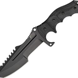 Couteau Fixe MTech Xtreme Lame Acier 440 Noire Tanto Manche G10 Noir &Eacute;tui Nylon MTX8054