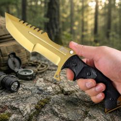 Couteau Fixe MTech Xtreme Lame Acier 440 Tanto Manche G10 Noir &Eacute;tui Nylon MTX8054GD