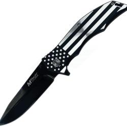 Couteau Pliant MTech Xtreme American Flag A/O Lame Acier 3Cr13 Manche Inox Noir et Satin&eacute; MTXA849BK