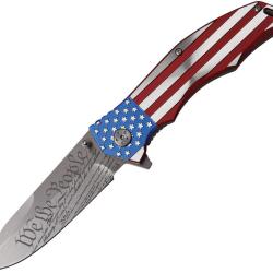 Couteau Pliant MTech Xtreme A/O Lame Acier 3Cr13 Manche Aluminium et Inox Drapeau US MTXA849CL