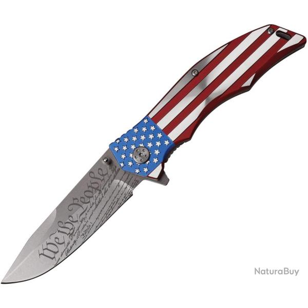 Couteau Pliant MTech Xtreme A/O Lame Acier 3Cr13 Manche Aluminium et Inox Drapeau US MTXA849CL