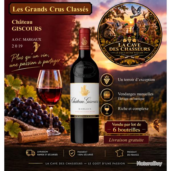 Ch�teau Giscours 2019 1 caisse de 6 bouteilles de 75cl AOC Margaux 3�me Grand Cru Class�