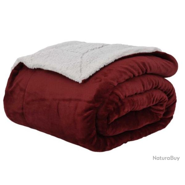 Plaid polaire polyester bordeaux 150x130 cm doux chaud l�ger