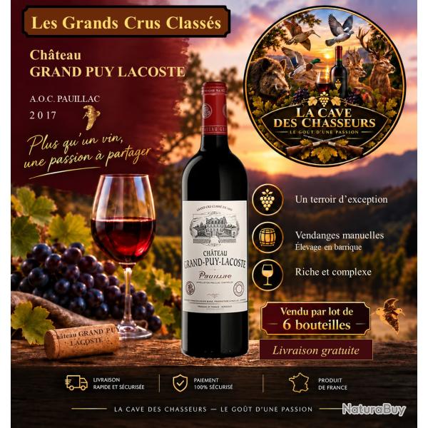 Ch�teau Grand Puy Lacoste 2017 1 caisse de 6 bouteilles de 75cl AOC Pauillac 5�me Grand Cru Class�