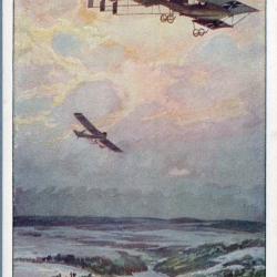 Carte postale illustr&eacute;e, Milit&auml;rdoppeldecker, Hans Rudolf Schulze -N&deg;8897