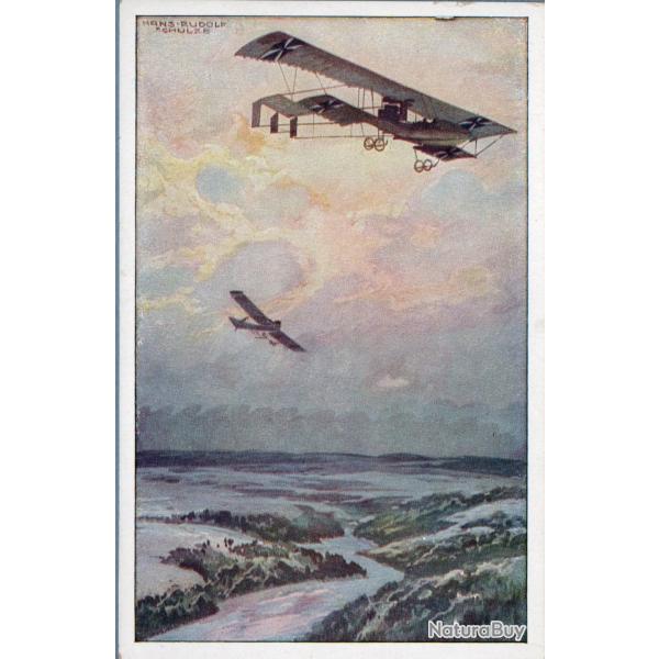 Carte postale illustr�e, Milit�rdoppeldecker, Hans Rudolf Schulze -N�8897