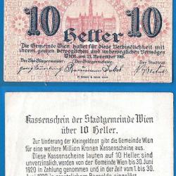 Autriche 10 Heller 1919 Notgeld Ville de Vienne