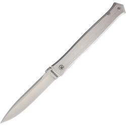Couteau Pliant Rough Rider Thin Man Linerlock Lame Inox Satin Manche Inox Bross&eacute; Thumb Stud RR1860