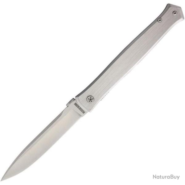 Couteau Pliant Rough Rider Thin Man Linerlock Lame Inox Satin Manche Inox Bross� Thumb Stud RR1860