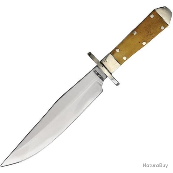 Couteau Fixe Rough Rider Old Texas Mini Bowie Lame Miroir Manche Os Naturel Full Tang RR1901