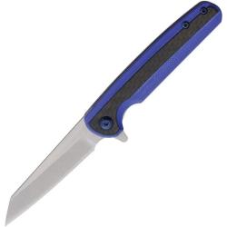 Couteau Pliant Rough Rider Linerlock Lame Inox Stonewash Manche G10 Bleu Carbon Fiber RR2670