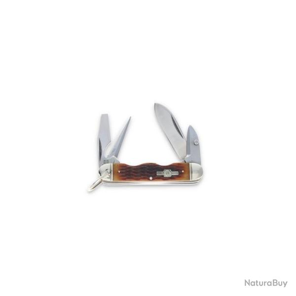 Couteau de Poche Rough Ryder Utility Knife Lame Acier 440A Manche Os Jigged Ambr� Slip Joint RR533