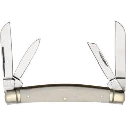 Couteau de Poche Rough Ryder Congress 3 Lames Acier 440A Manche Os Blanc Slip Joint RR050