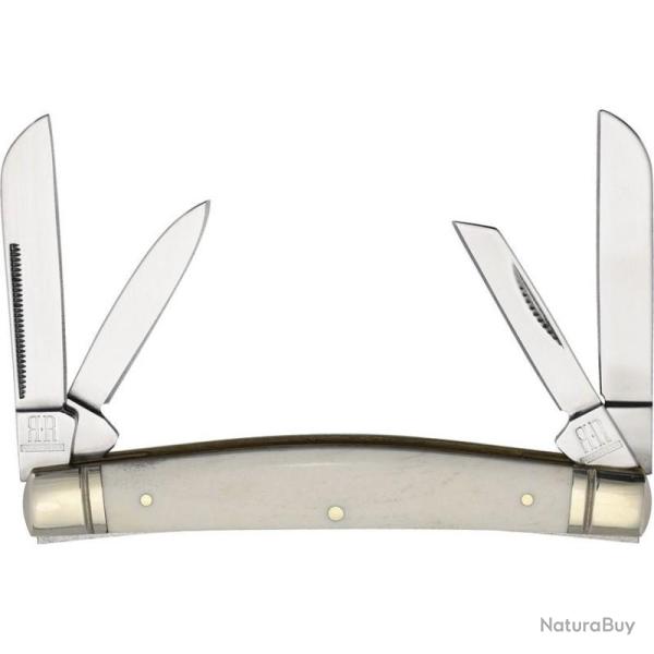 Couteau de Poche Rough Ryder Congress 3 Lames Acier 440A Manche Os Blanc Slip Joint RR050