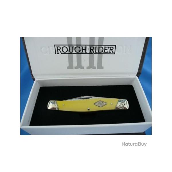 Couteau Canif Rough Rider Stockman 3 Lames Acier Carbone Manche Yellow ABS RR1740
