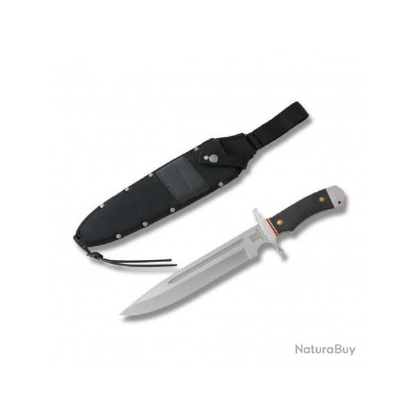 Couteau de Chasse Bowie Rough Rider Highland Lame Acier 440 Manche Micarta Etui Nylon RR1730