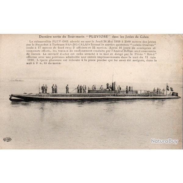 Carte postale ancienne sous-marin Pluviose -N�8898