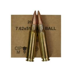 Cartouches GGG calibre 7.62x51 NATO type M80 (308 Win.) de 147 grains FMJ PAR 100