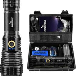 Lampe Torche LED 20000 Lumens 5 Modes Batterie Rechargeable &Eacute;tanche IP67 Zoom &Eacute;clairage A+++
