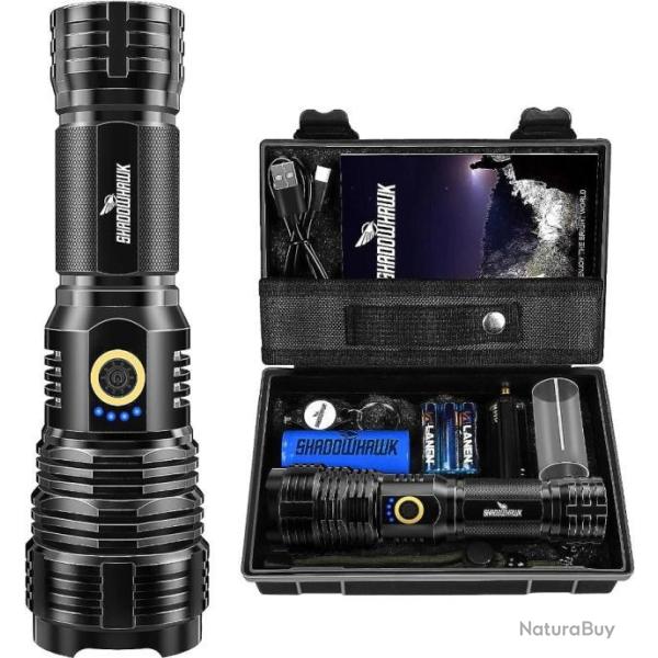 Lampe Torche LED 20000 Lumens 5 Modes Batterie Rechargeable �tanche IP67 Zoom �clairage A+++