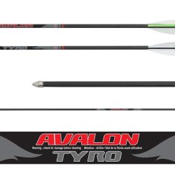 Lot de 24 fl&egrave;ches d'initiation Avalon Tyro en carbone 1 plume blanche 2 plumes bleues