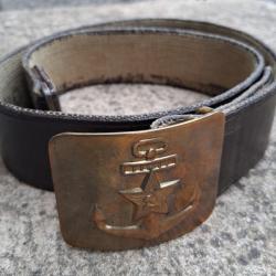 AUTHENTIQUE CEINTURE MILITAIRE DE L'ARM&Eacute;E ROUGE MARINE SOVIETIQUE 96 CMS URSS CCCP ANN&Eacute;ES 1960-1970