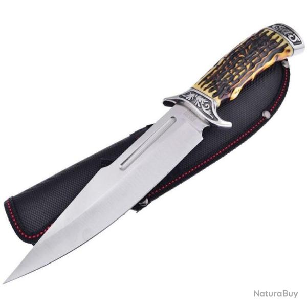 Couteau Frost Cutlery Sharps Bowie Imitation Stag Lame Acier Inox Manche Imitation Cerf FSHP001