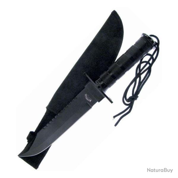 Couteau Frost Cutlery Survival Knife Black Sawback Lame Acier Inox Manche Aluminium FHK6080145B