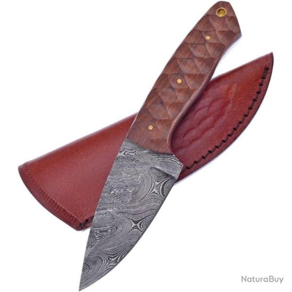 Couteau Frost Cutlery Valley Forge Damascus Winewood Lame Acier Damas Manche Winewood FVFD120CWW