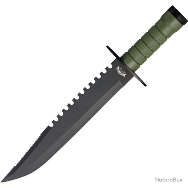 Couteau Frost Cutlery Survival Scout II Sawback Lame Acier Inox Manche Caoutchouc FTDH253160C