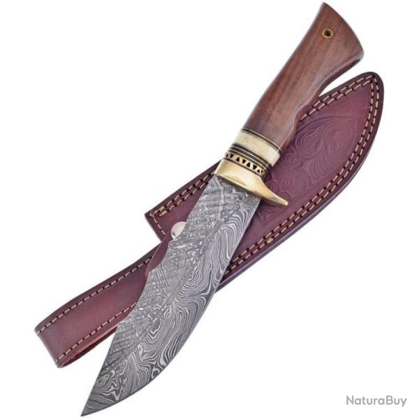Couteau Frost Cutlery Chipaway Sky Dancer Bowie Damascus Lame Acier Damas Manche Noyer FCW613WWD
