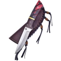Couteau Frost Cutlery Chipaway Hunter Frostwood Lame Inox Manche Frostwood &Eacute;tui Cuir Brun FCW4762FW