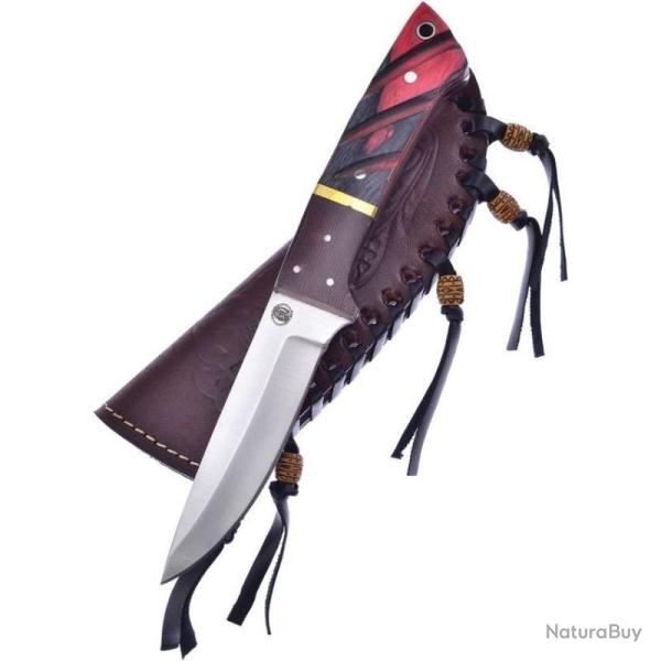 Couteau Frost Cutlery Chipaway Hunter Frostwood Lame Inox Manche Frostwood �tui Cuir Brun FCW4762FW