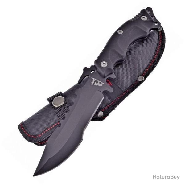 Couteau Frost Cutlery Bowie Black ABS Lame Acier 3Cr13 Manche ABS Housse Nylon FBKH011B