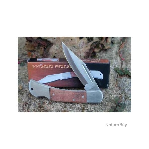 Lot de 3 Couteau Rite Edge Lockback Style Buck Lame Clip Point 3Cr13 Manche Bois Marron CN211164