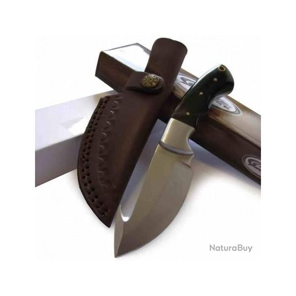 Couteau Lame Fixe Guthook Rite Edge Manche Corne de Buffle Lame Acier Inox Etui Cuir PA8022HN