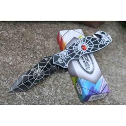 Lot de 3 Couteau de Spyderman Lame Tanto Serr Black Acier Inox Manche ABS Noir Linerlock CN300568BK