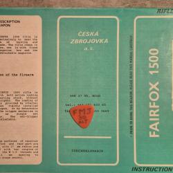 Notice pour carabine CZ/ BRNO model FAIRFOX 1500