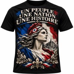 T-Shirt Patriotique France Marianne Un Peuple Une Nation Une Histoire