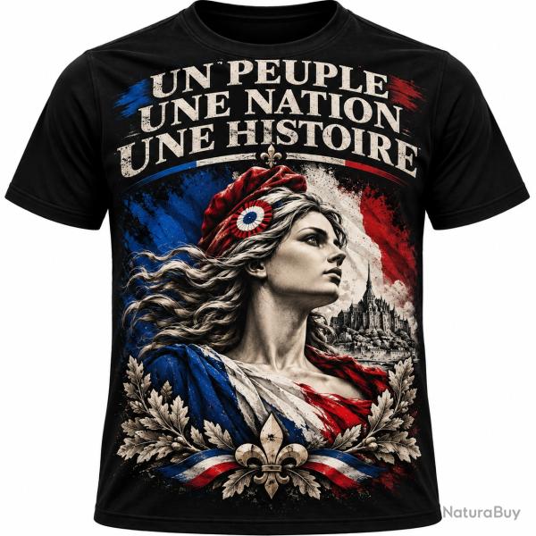 T-Shirt Patriotique France Marianne Un Peuple Une Nation Une Histoire